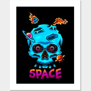 Space skull Posters and Art